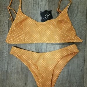 Zaful Medium Yellow Polka Dot Bikini